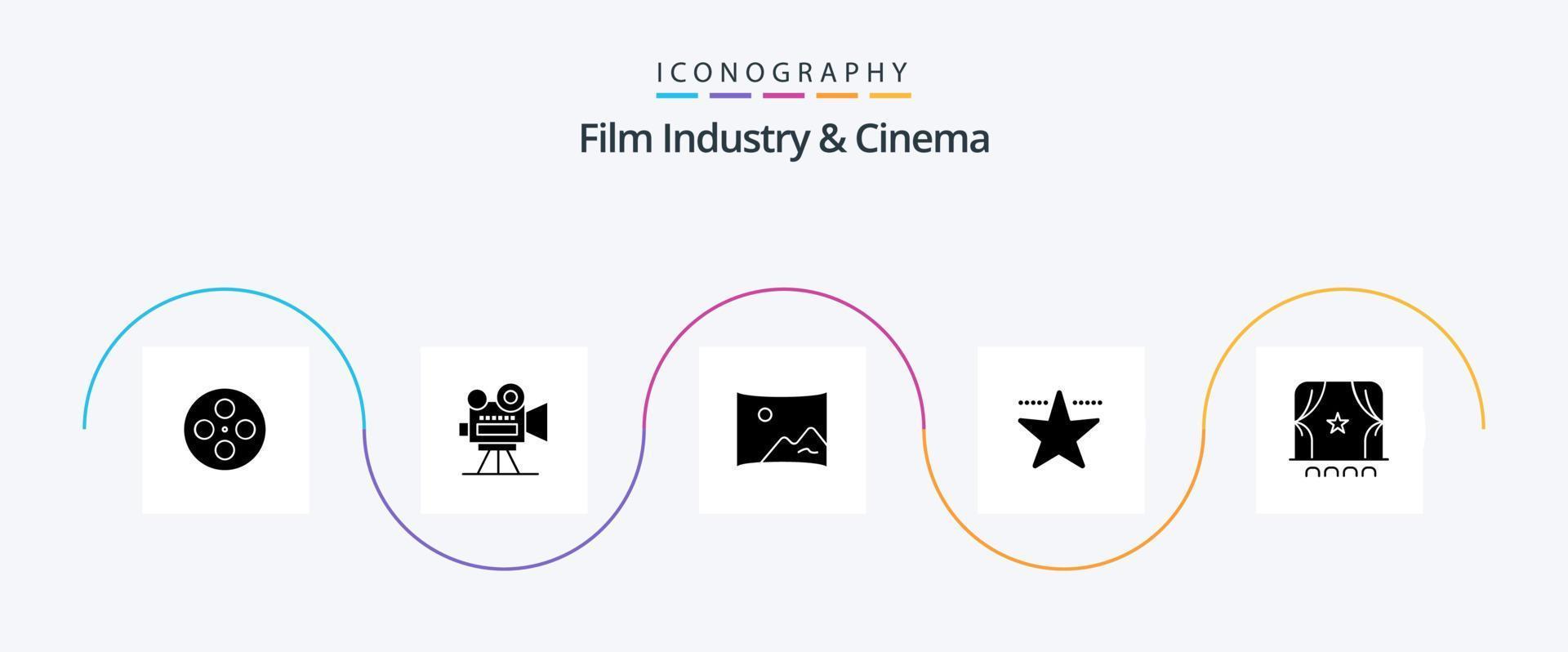 pacote de ícones cenima glyph 5 incluindo multidão. público. cinema. estrela. cinema vetor