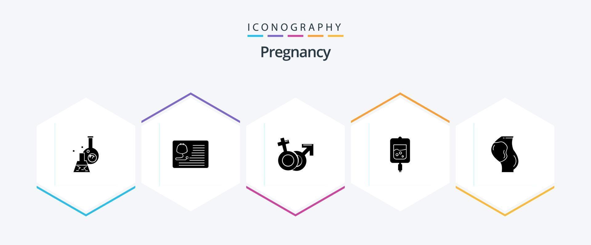 pacote de ícones de 25 glifos para gravidez, incluindo teste de açúcar. sangue. assistência médica. fêmea. marte vetor