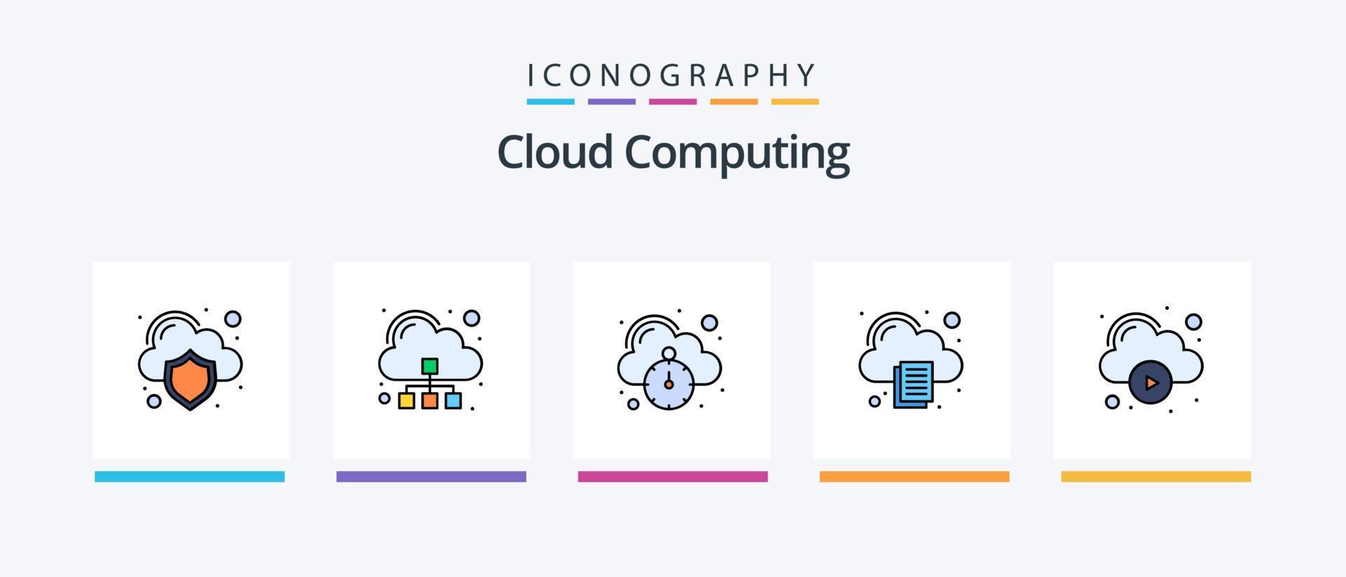 linha de computação em nuvem cheia de 5 ícones incluindo nuvem. foto. nuvem. foto. imagem. design de ícones criativos vetor