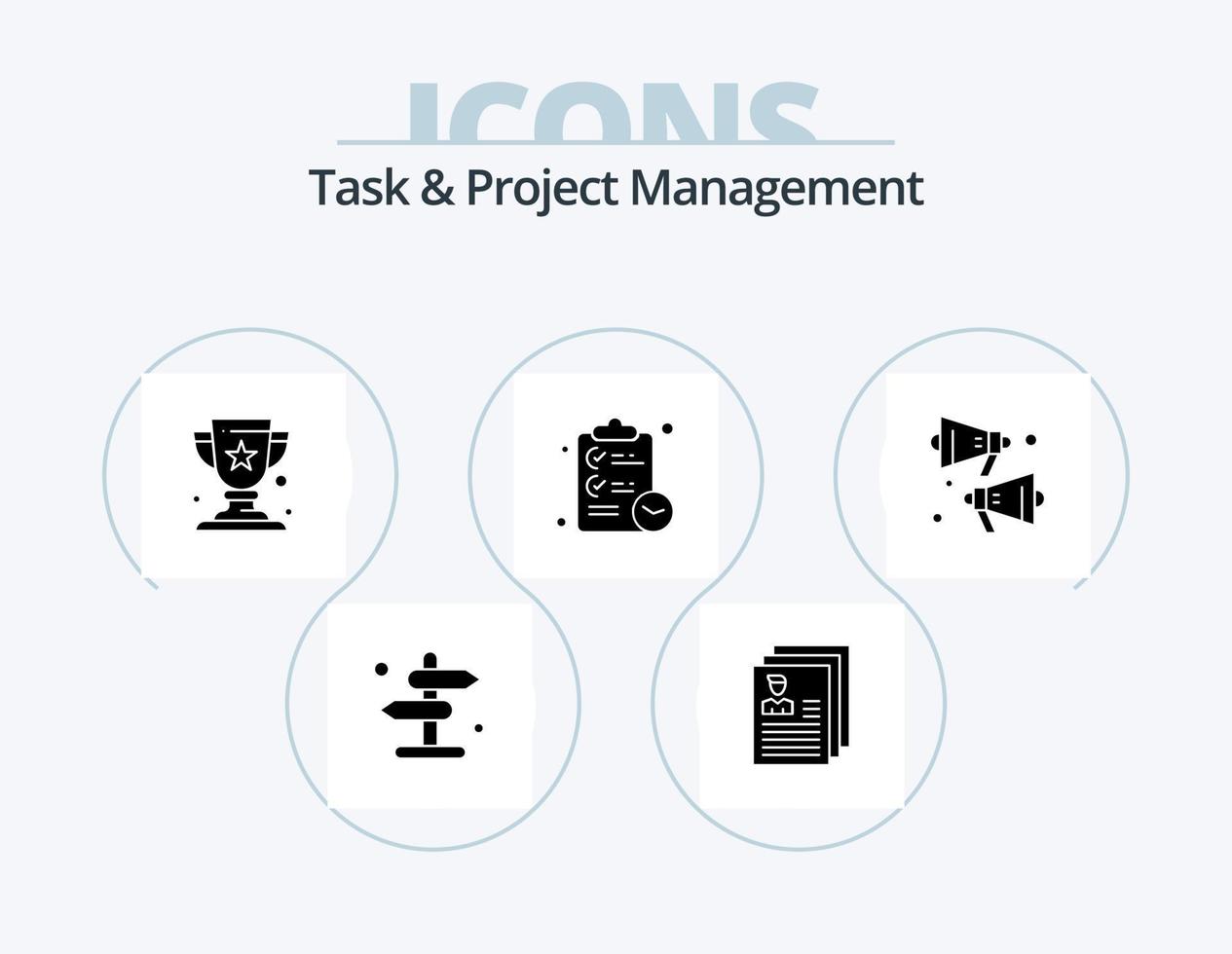 pacote de ícones de glifos de gerenciamento de tarefas e projetos 5 design de ícones. prancheta . arquivo . ganhador. prêmio vetor