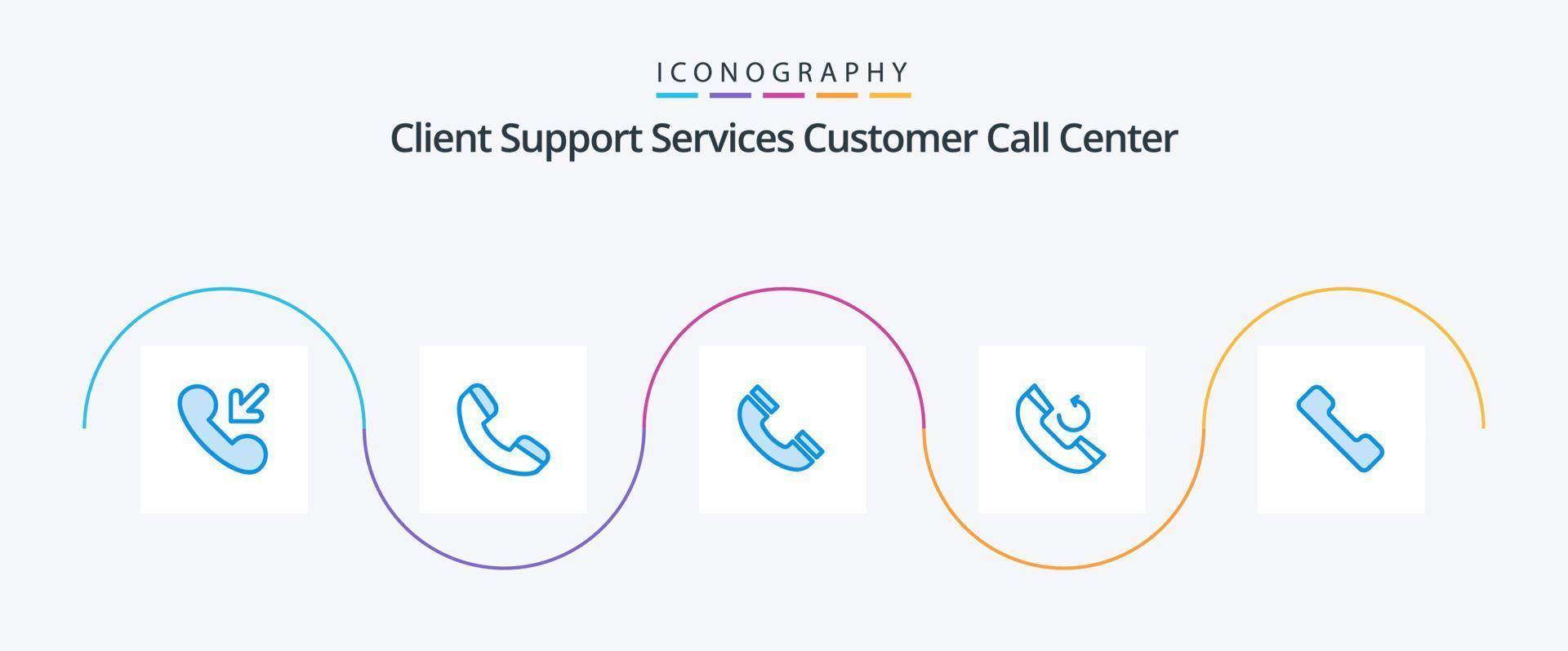 chamar o pacote de ícones azul 5, incluindo . móvel. telefone. chamar. ligar de volta vetor