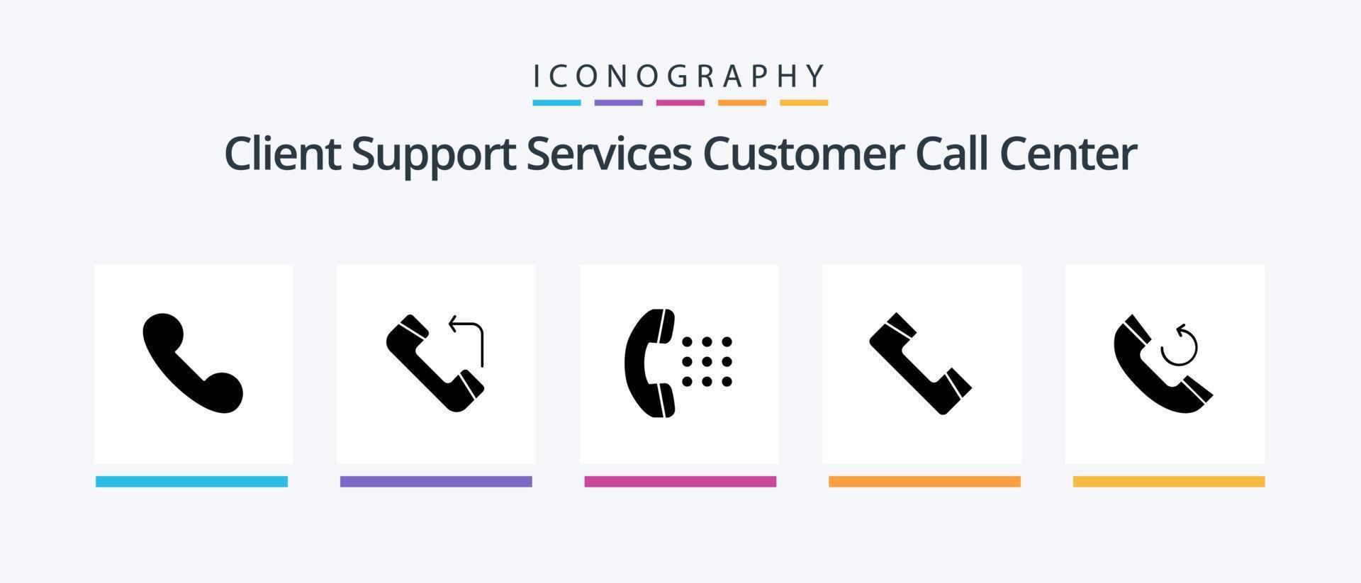 chamar o pacote de ícones do glifo 5, incluindo . telefone. dial. chamar. telefone. design de ícones criativos vetor