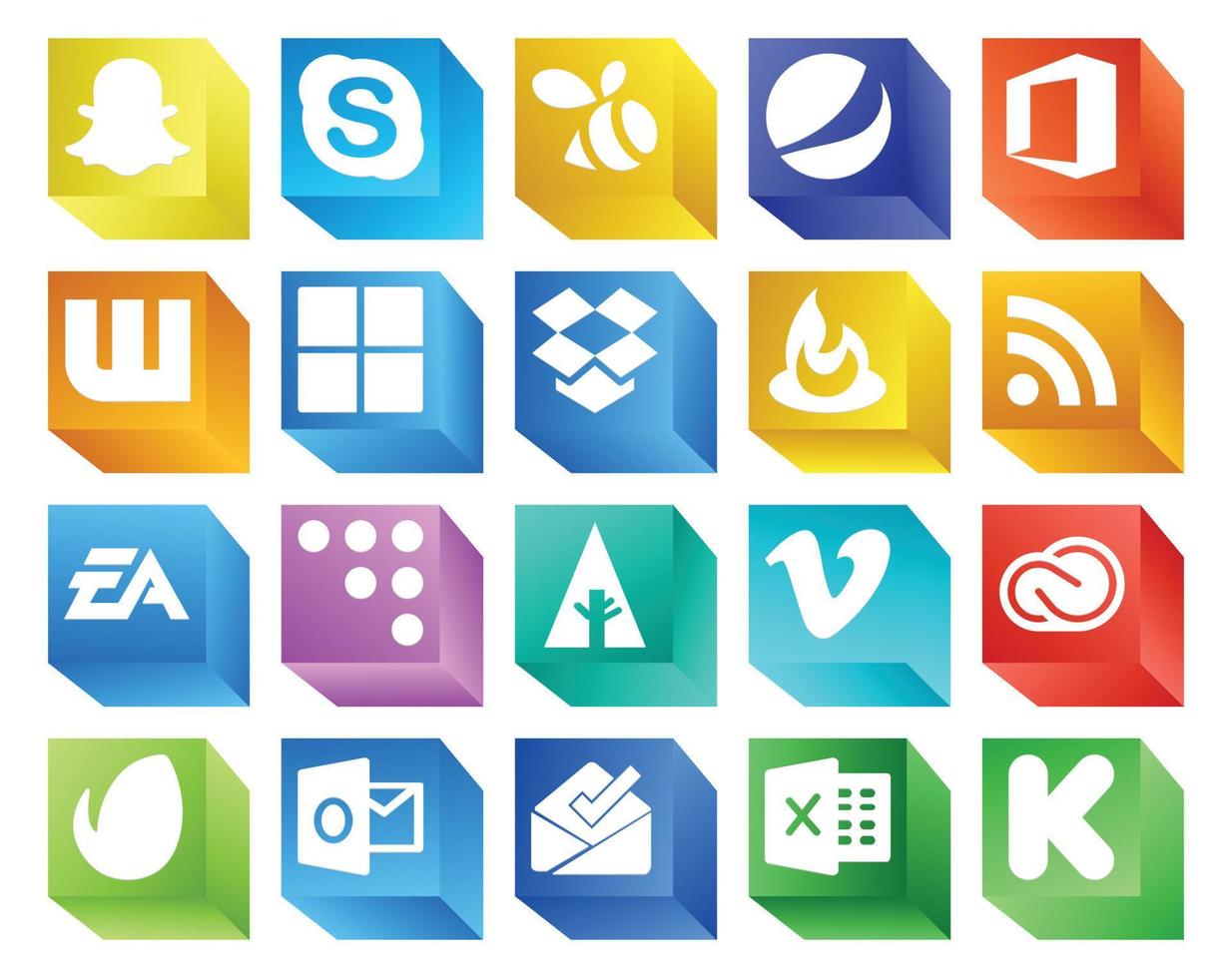 20 pacotes de ícones de mídia social, incluindo vídeo para o primeiro dropbox coderwall ea vetor