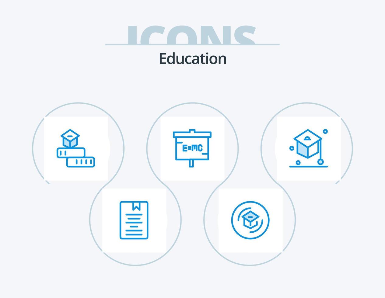 design de ícones do pacote de 5 ícones azuis de educação. laboratório. Educação. aprendizado. estudar. aprendizado vetor