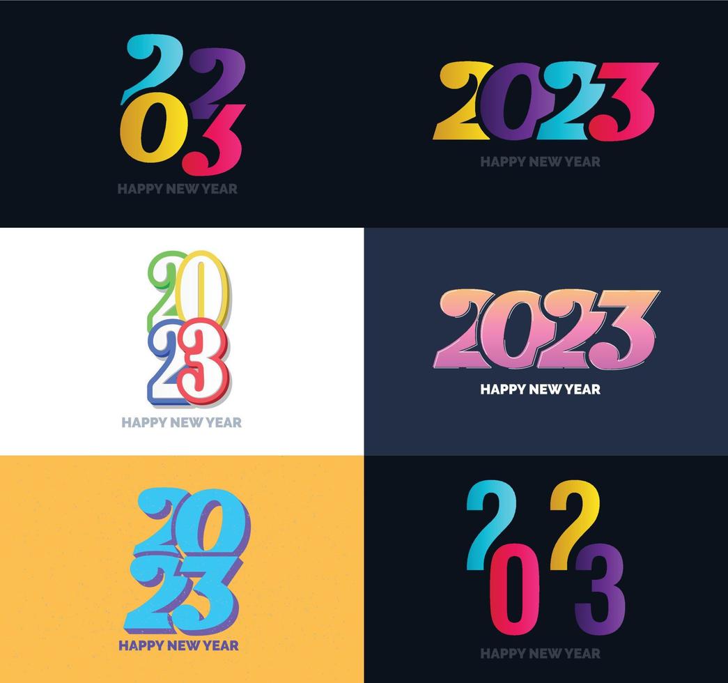 grande conjunto de design de texto de logotipo de feliz ano novo de 2023 modelo de design de número de 2023 vetor