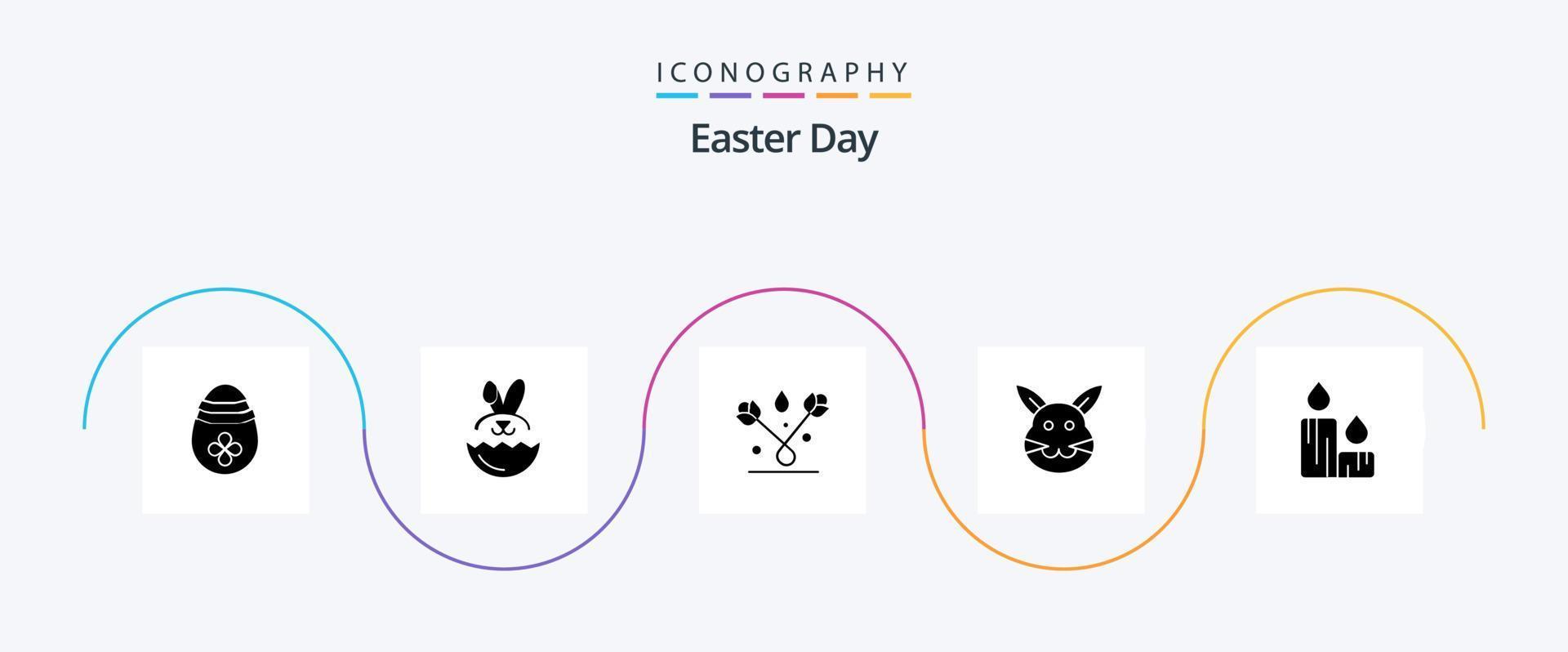 pacote de ícones de glifo de páscoa 5, incluindo páscoa. vela. páscoa. coelho. Bynny vetor