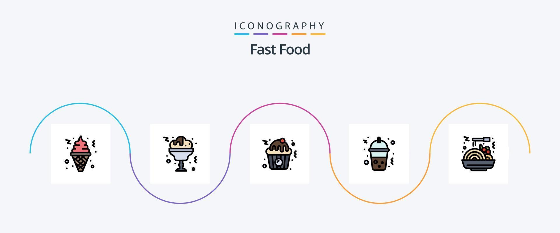 linha de fast food cheia de 5 ícones planos, incluindo . rápido. comida. comida. comida vetor