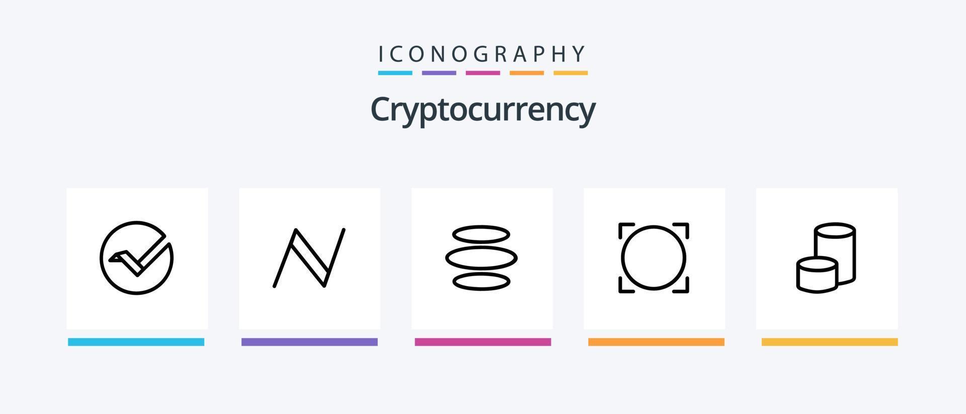 pacote de ícones de linha 5 de criptomoeda, incluindo nota digital. criptomoeda. lykke. cripto. moeda infinita. design de ícones criativos vetor