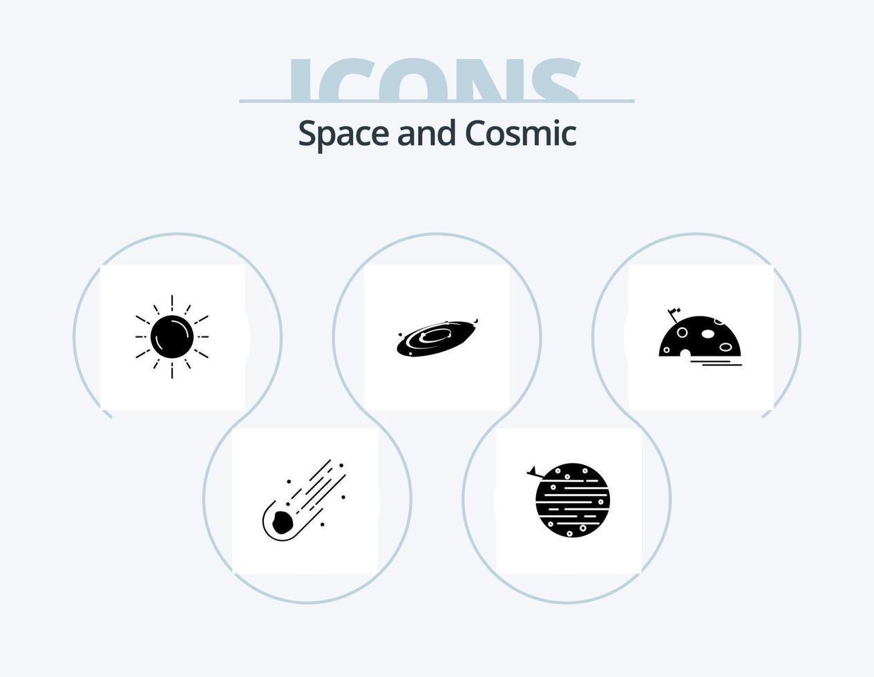 design de ícones do pacote de ícones do glifo espacial 5. planetas. galáxia. quadrado. clima. planeta vetor