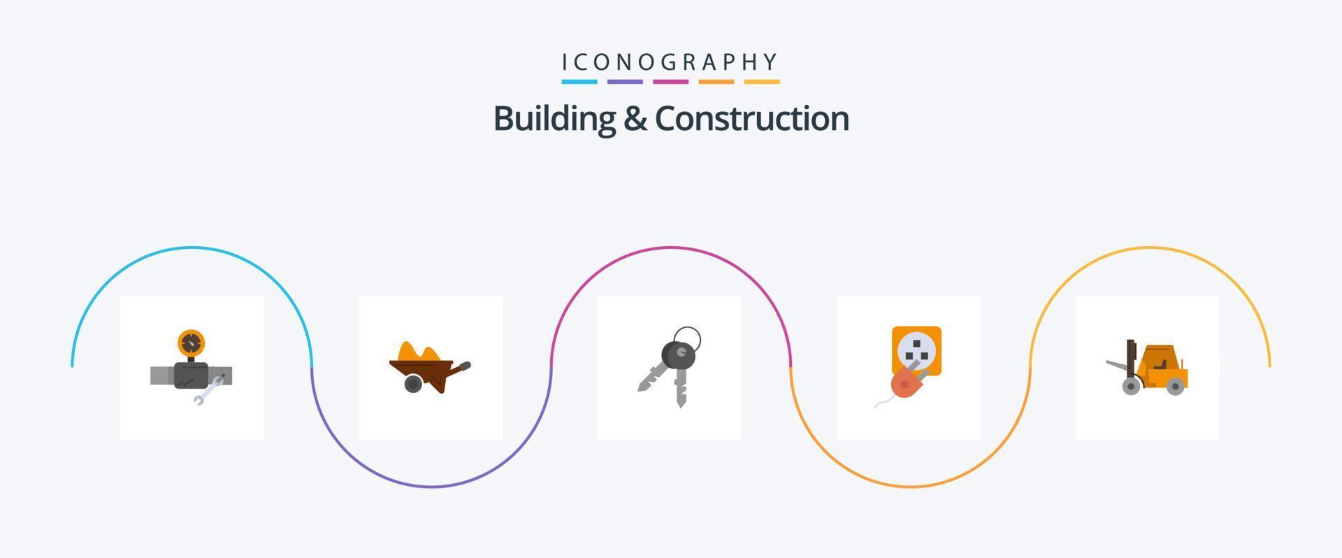 construção e construção flat 5 icon pack incluindo elétrico. plugue. jardim. lar. porta vetor