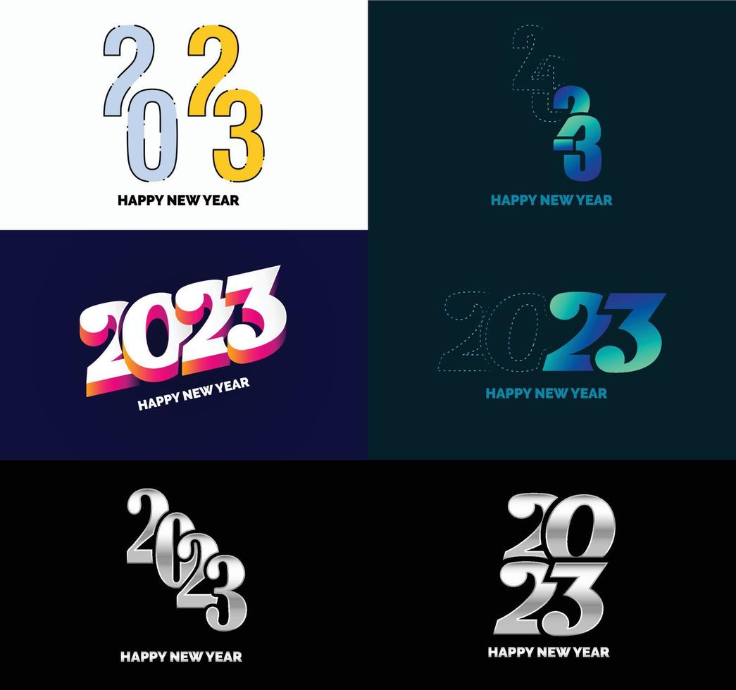 grande conjunto de design de texto de logotipo de feliz ano novo de 2023 modelo de design de número de 2023 vetor