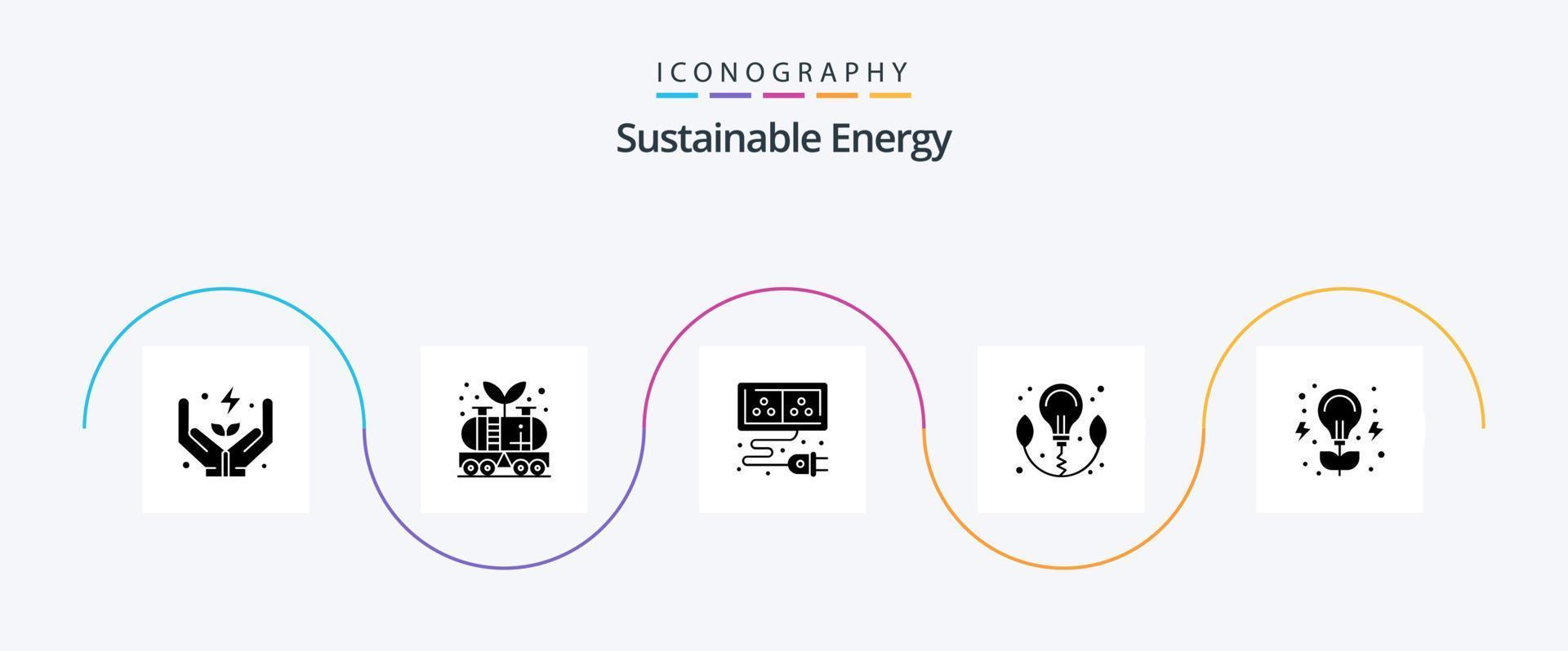 pacote de ícones de glifo 5 de energia sustentável, incluindo energia. poder. tanque. lâmpada. energia vetor