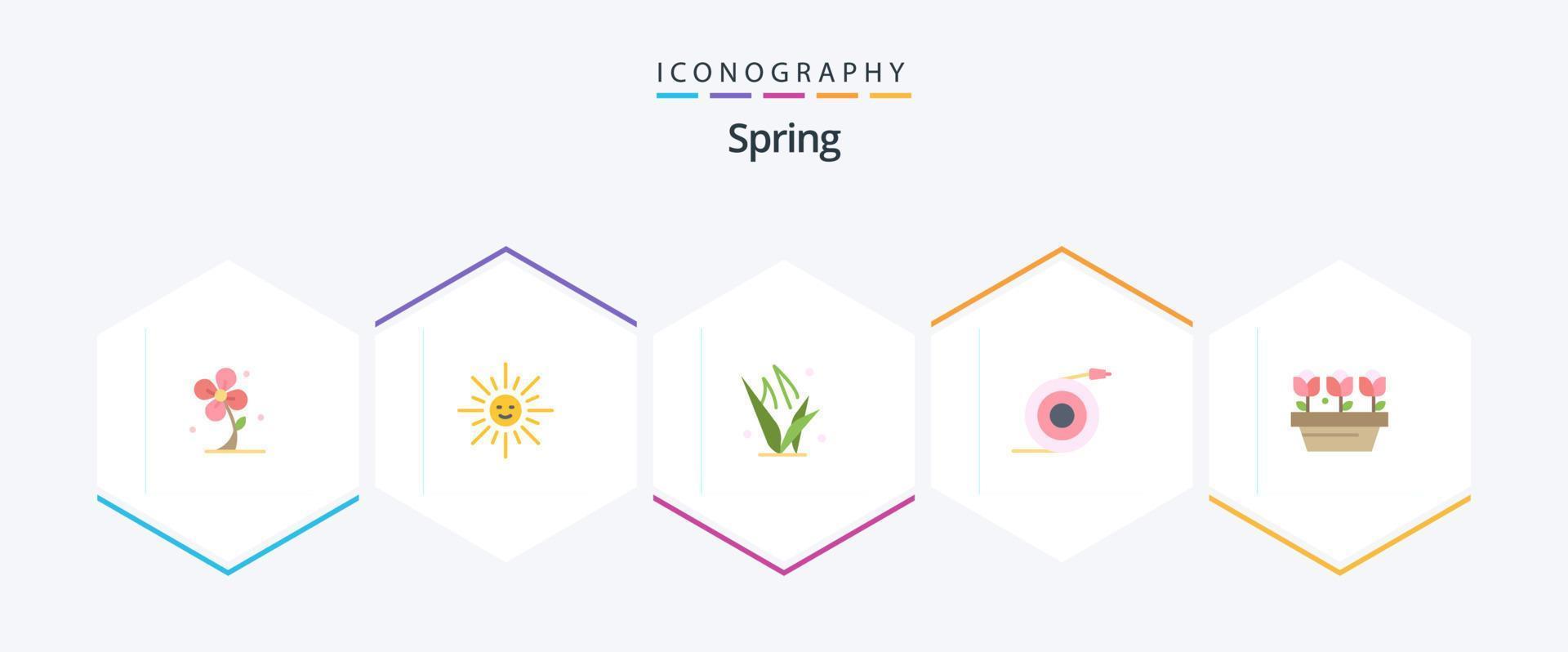 primavera 25 pacote de ícones plana incluindo flor. cano. primavera. fluxo. primavera vetor
