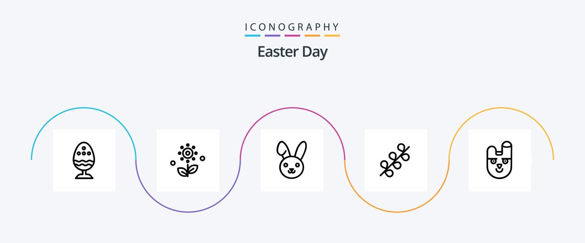 pacote de ícones da linha 5 da páscoa, incluindo coelho. primavera. primavera. feriado. amentilho vetor