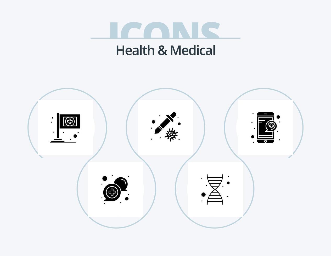 saúde e ícone de glifo médico pack 5 design de ícone. pergunta. médico. assistência. vírus. assistência médica vetor