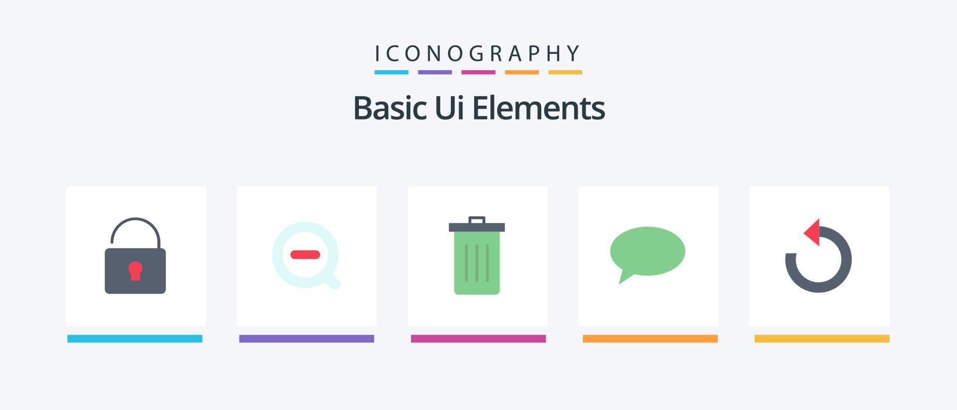 Elementos básicos da interface do usuário Flat 5 Icon Pack, incluindo recarga. correspondência. estive. massagem. bater papo. design de ícones criativos vetor