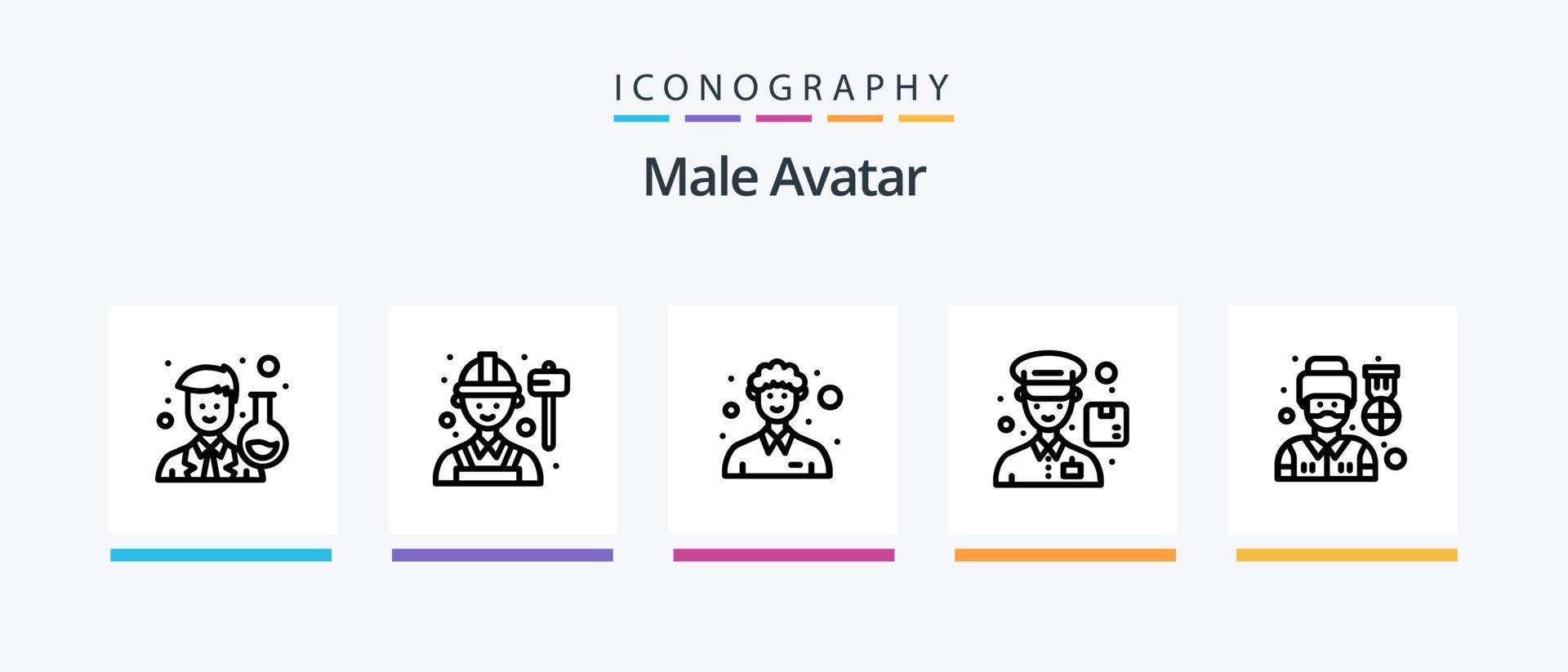 pacote de ícones de linha 5 de avatar masculino, incluindo homem. comunidade. circo. detectar. detetive. design de ícones criativos vetor