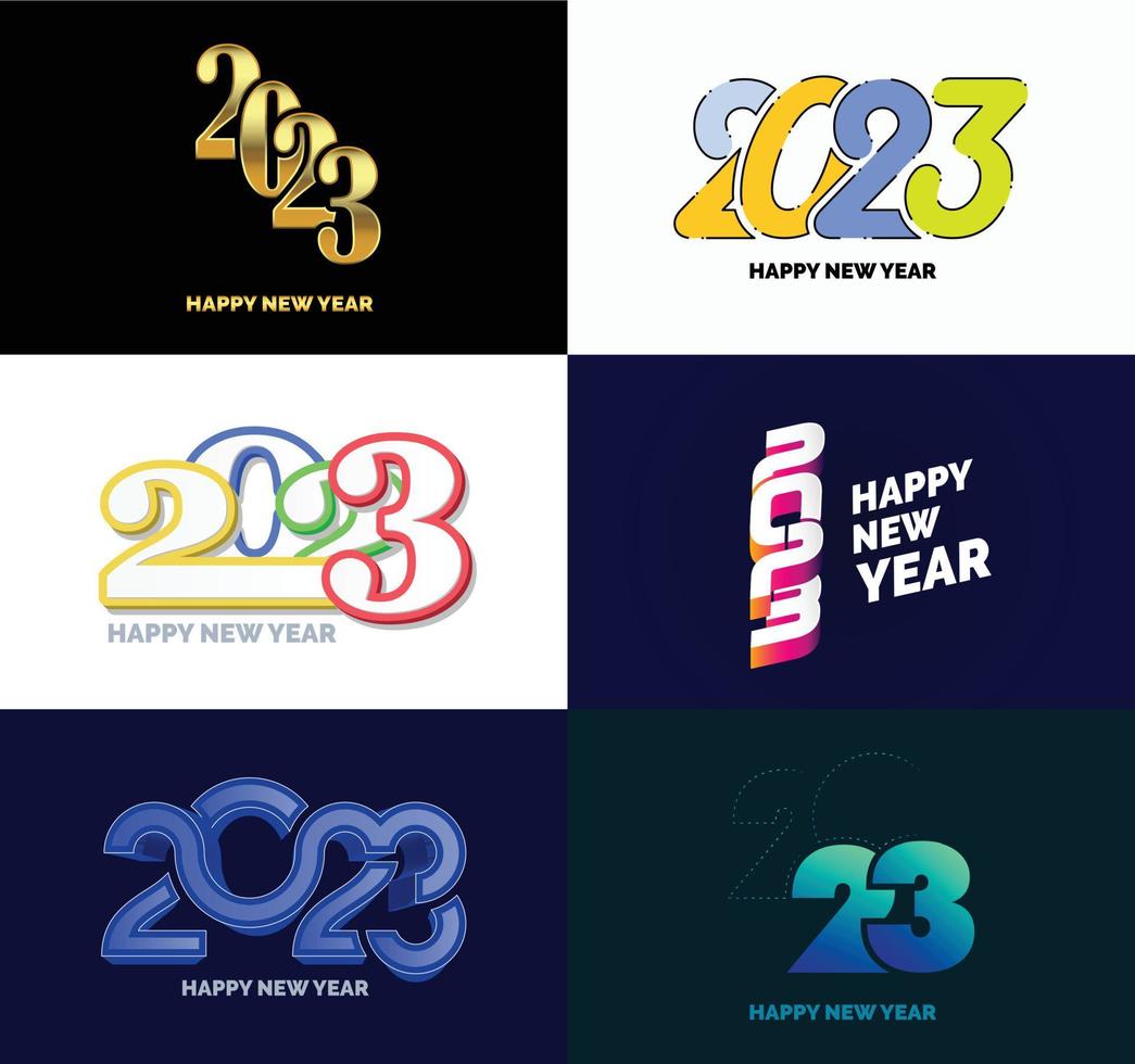 grande conjunto de design de texto de logotipo de feliz ano novo de 2023 modelo de design de número de 2023 vetor