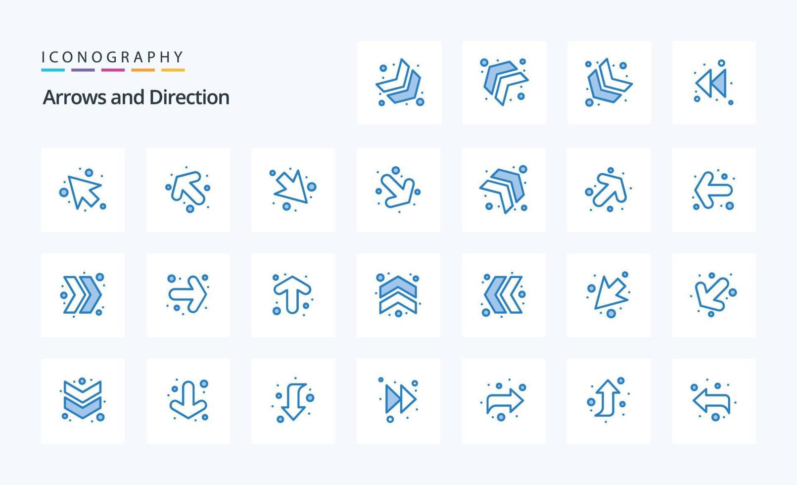 pacote de ícones de 25 setas azuis vetor