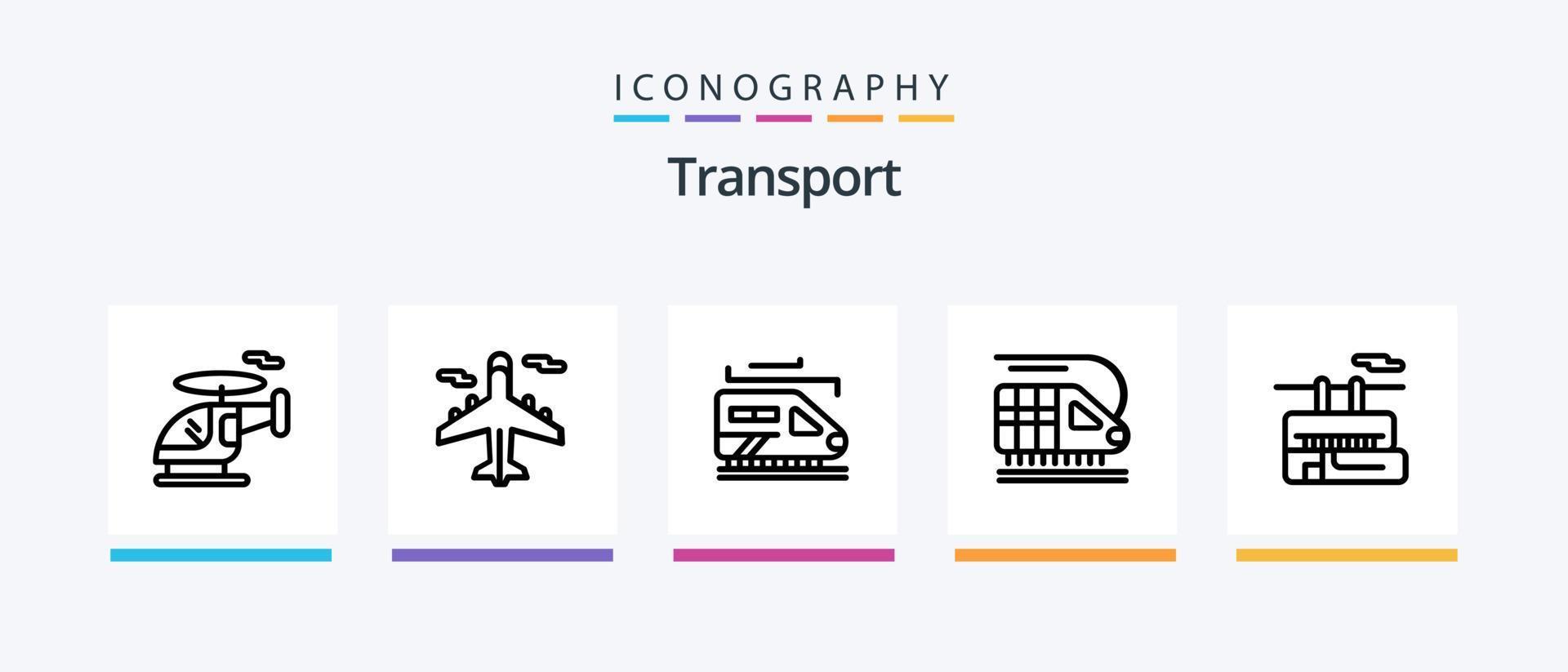 pacote de ícones da linha de transporte 5, incluindo . transporte. transporte. motor. design de ícones criativos vetor