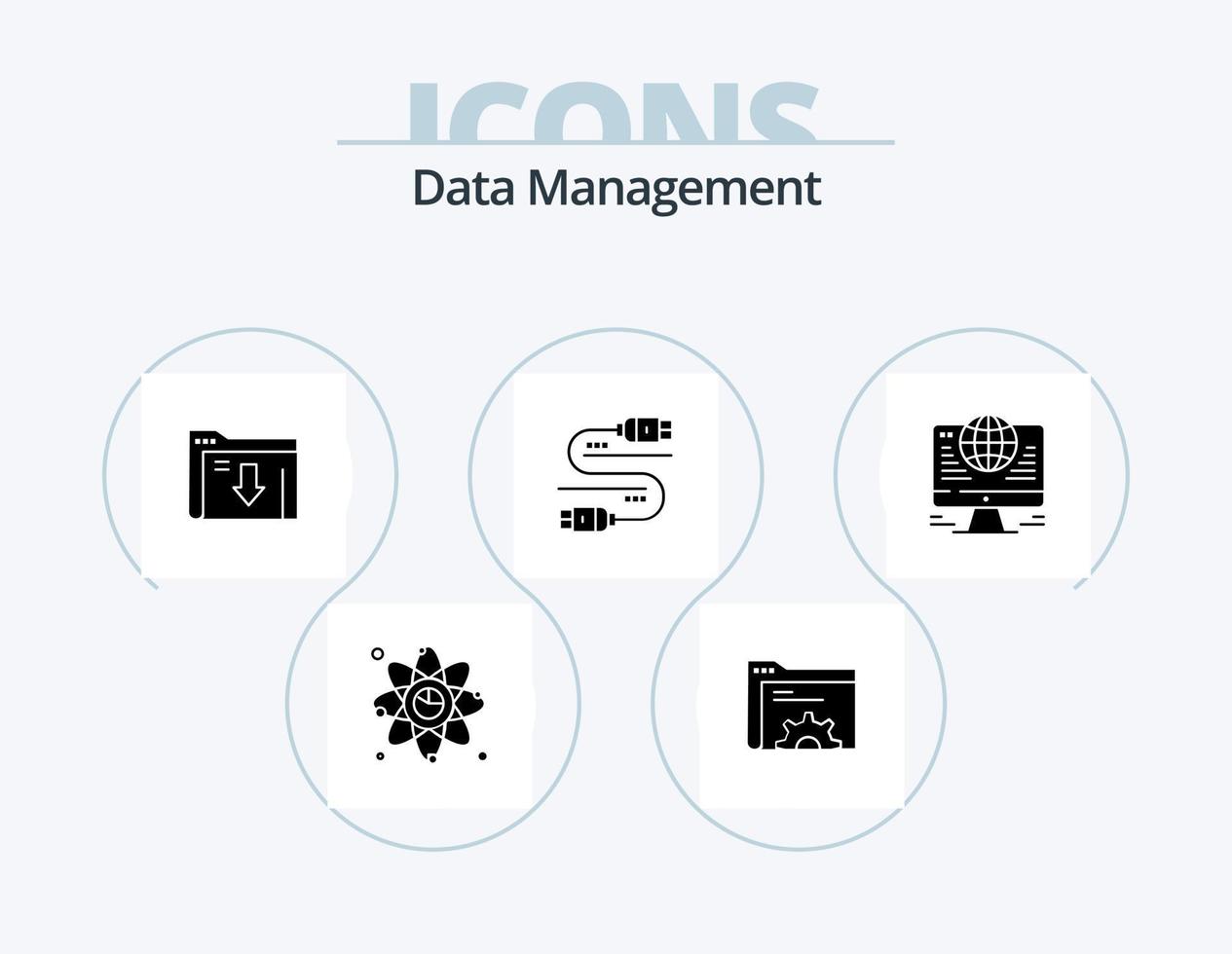 pacote de ícones de glifo de gerenciamento de dados 5 design de ícone. cabo . download. dados . servidor . dados vetor