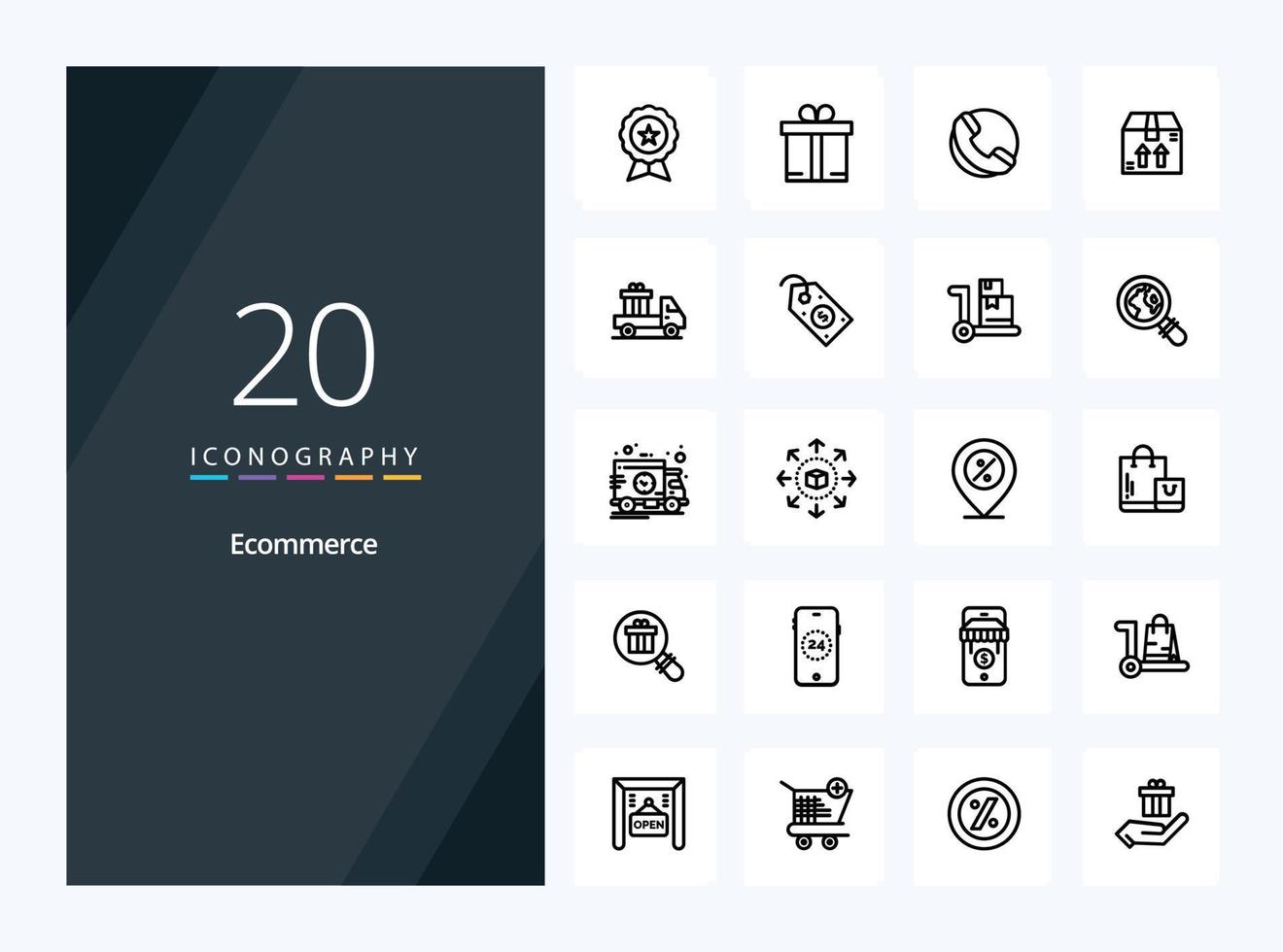 20 ícone de contorno de comércio eletrônico para apresentação vetor