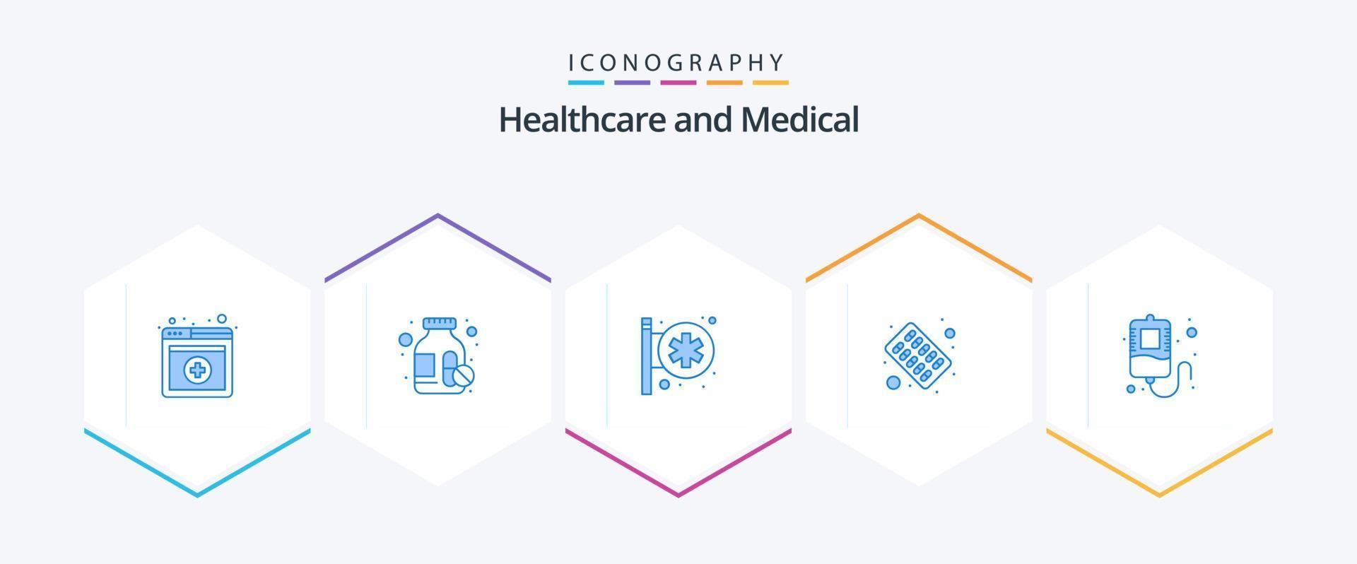 pacote médico de 25 ícones azuis, incluindo . transfusão. Centro médico. sangue. pílulas vetor