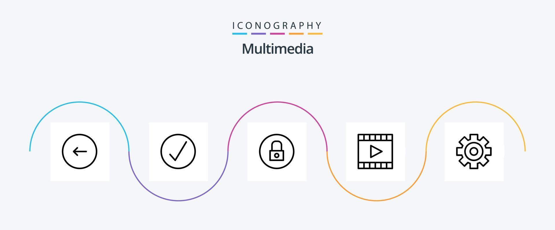 pacote de ícones da linha multimídia 5 incluindo vídeo p. multimídia. multimídia. mídia pág. multimídia vetor