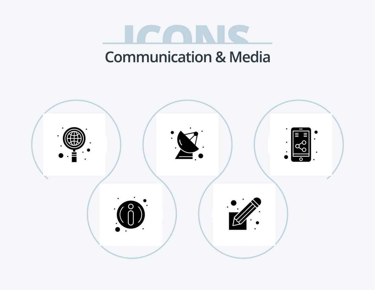 design de ícone do pacote de ícones de glifo de comunicação e mídia 5. compartilhar. Internet. global. tecnologia. antena parabólica vetor