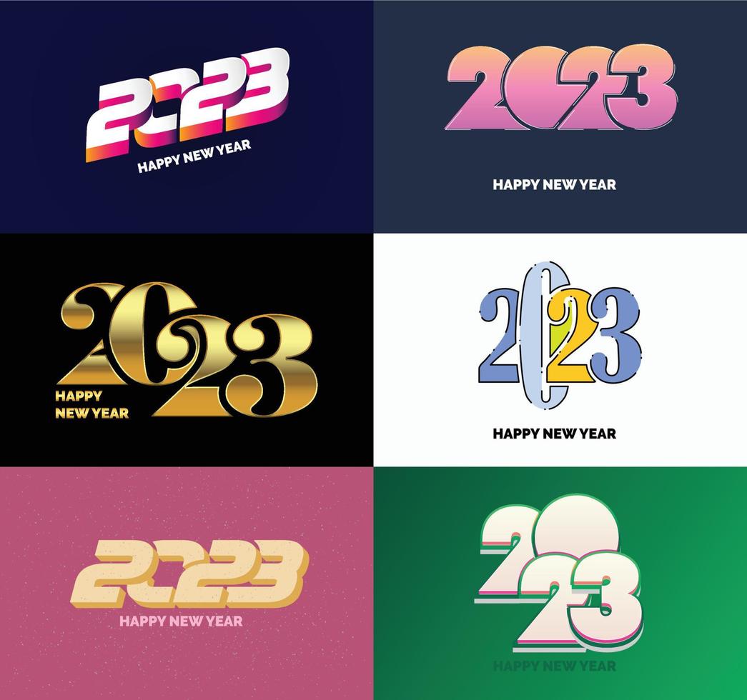 grande conjunto de design de texto de logotipo de feliz ano novo de 2023 modelo de design de número de 2023 vetor