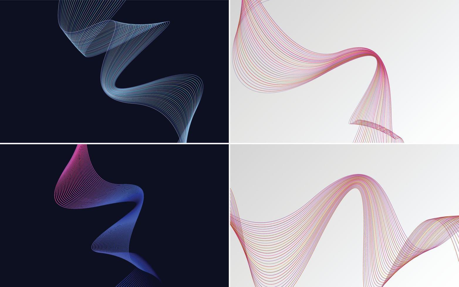 crie uma aparência profissional com este conjunto de 4 fundos abstratos de ondas vetor