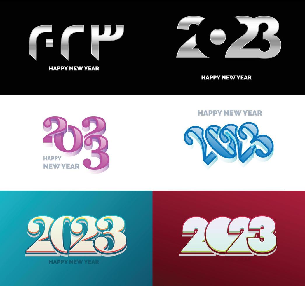 grande conjunto de design de texto de logotipo de feliz ano novo de 2023 modelo de design de número de 2023 vetor