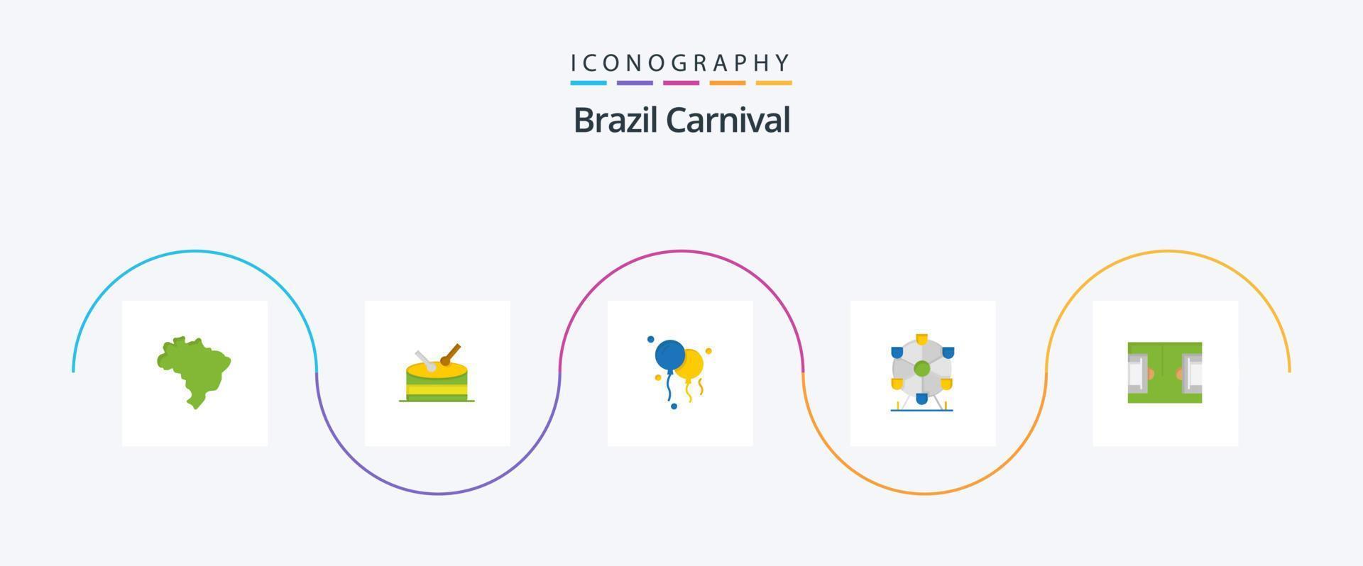 Carnaval do Brasil Flat 5 Icon Pack, incluindo carnaval. brasil. celebração. decoração. celebração vetor