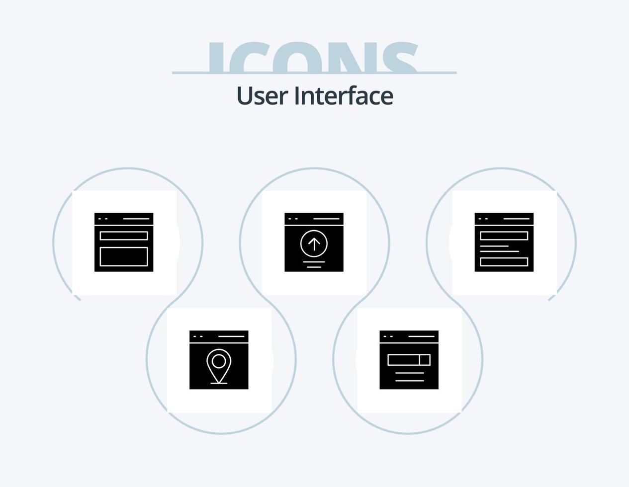 interface do usuário glifo ícone pack 5 design de ícone. mensagem. comunicação. procurar. cardápio vetor