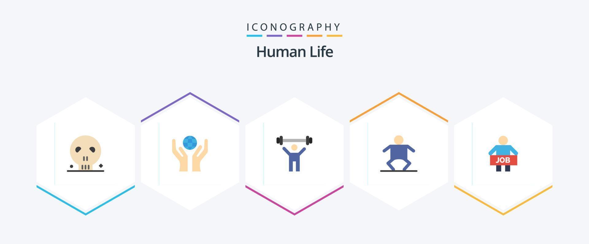 pacote de ícones planos 25 humanos, incluindo pessoas. homem. academia. desempregado. humano vetor