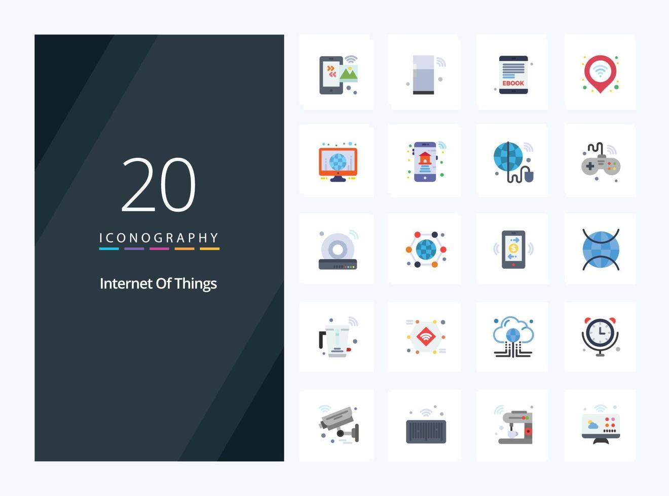 20 internet das coisas ícone de cor plana para apresentação vetor