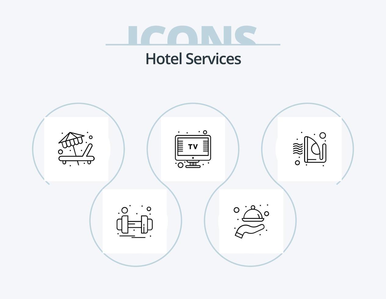 design de ícones do pacote de 5 ícones de linha de serviços de hotel. viagem. Passaporte. sala. viagem. bagagem vetor