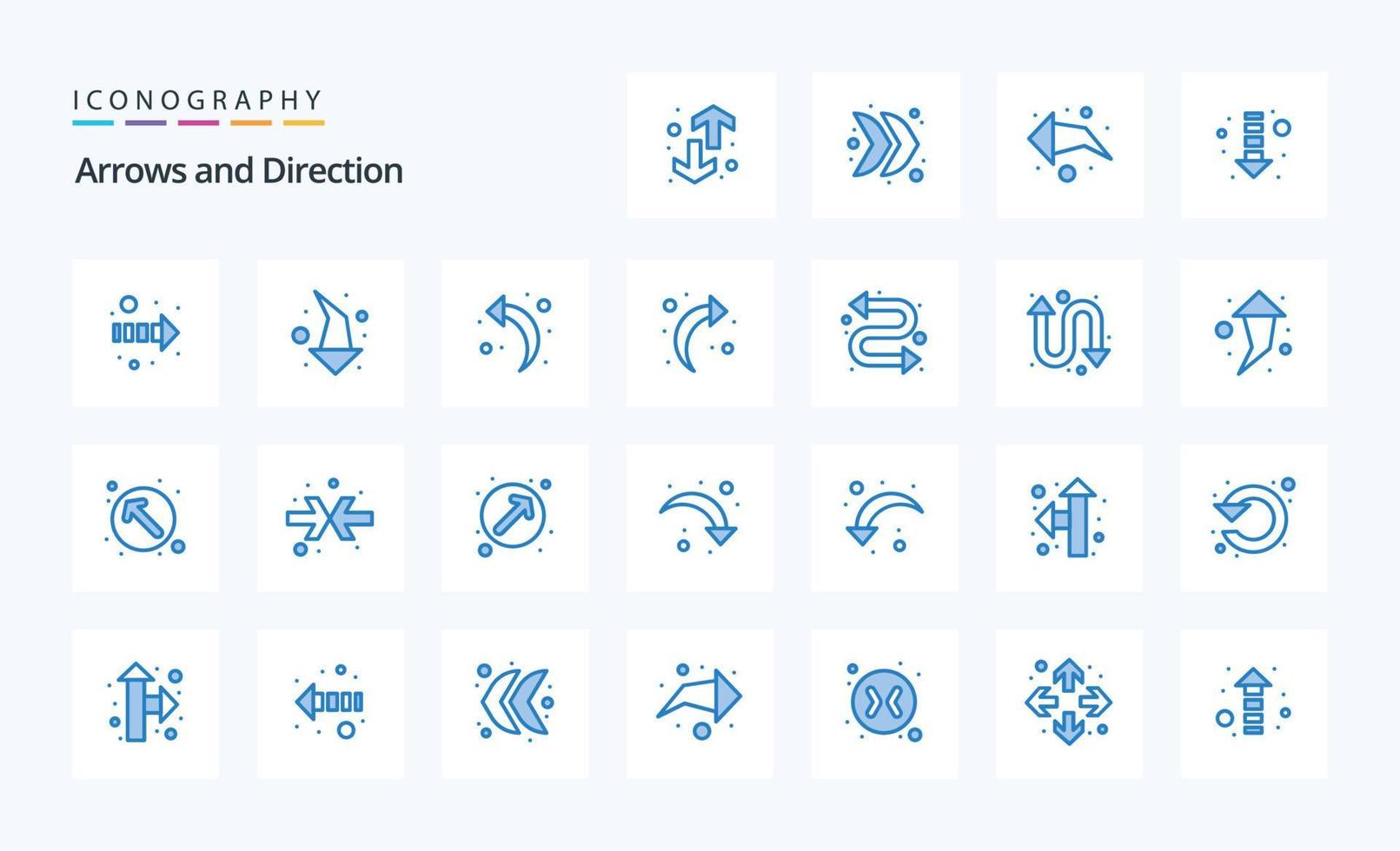 pacote de ícones de 25 setas azuis vetor