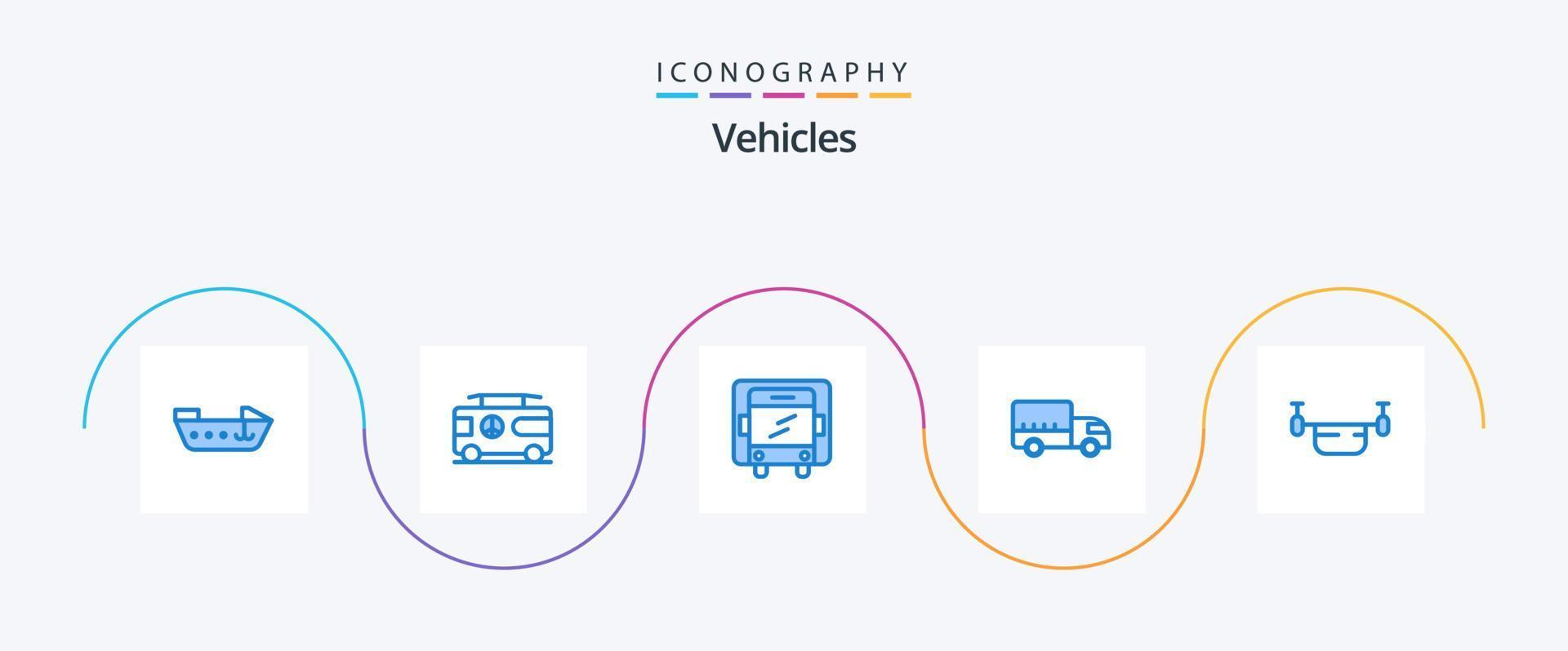 Pacote de ícones de veículos azul 5, incluindo transporte. drone. caminhão. ar. transporte vetor