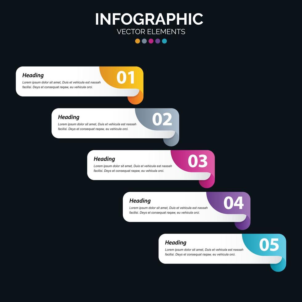 Diagrama de infográficos de 5 opções, etapas ou processos de conceito de negócios de web design de relatório anual vetor