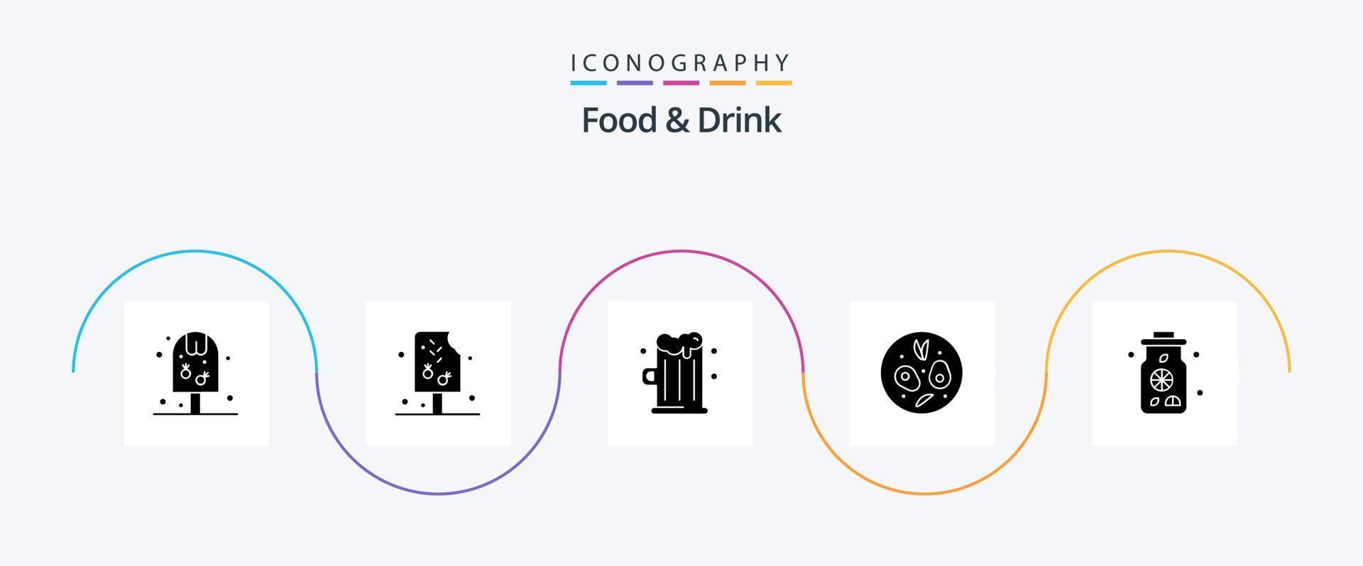 pacote de ícones de glyph 5 de comida e bebida, incluindo . comida. comida. salada. comida vetor