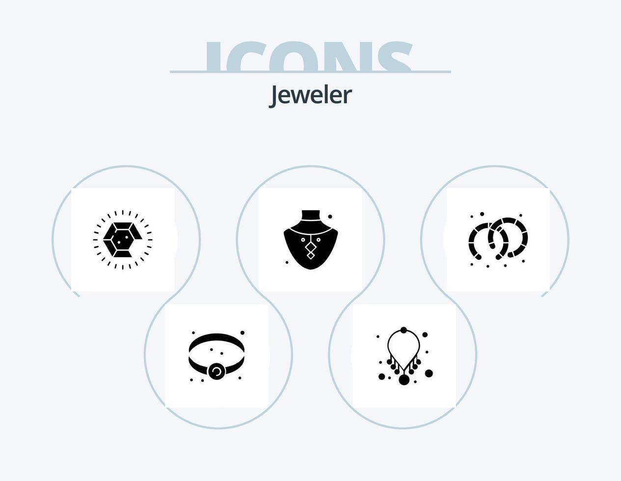 pacote de ícones de glifos de joias 5 design de ícones. joia. brincos. joia. colar. gema vetor