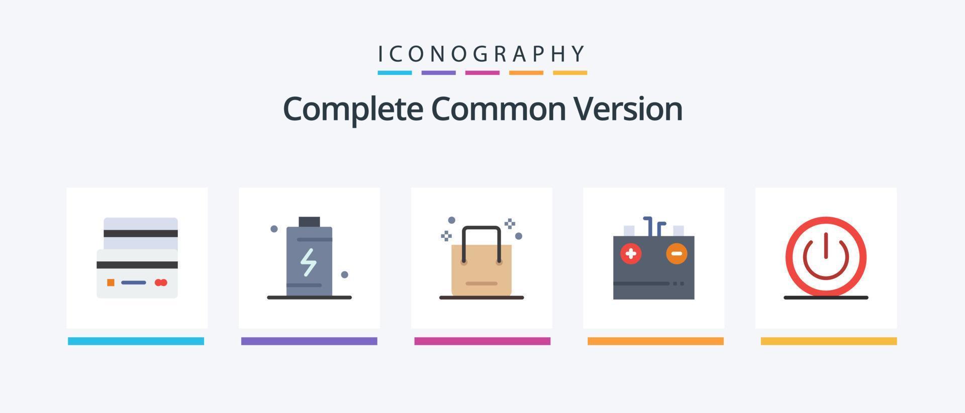 pacote completo de ícones flat 5 da versão comum, incluindo carregamento. bateria. carregando. compras. comércio eletrônico. design de ícones criativos vetor
