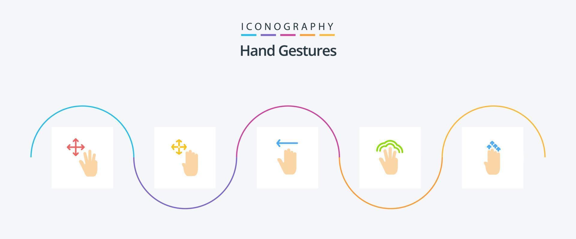 gestos de mão plano 5 pacote de ícones incluindo dedo. interface. mão. mão. dedos vetor