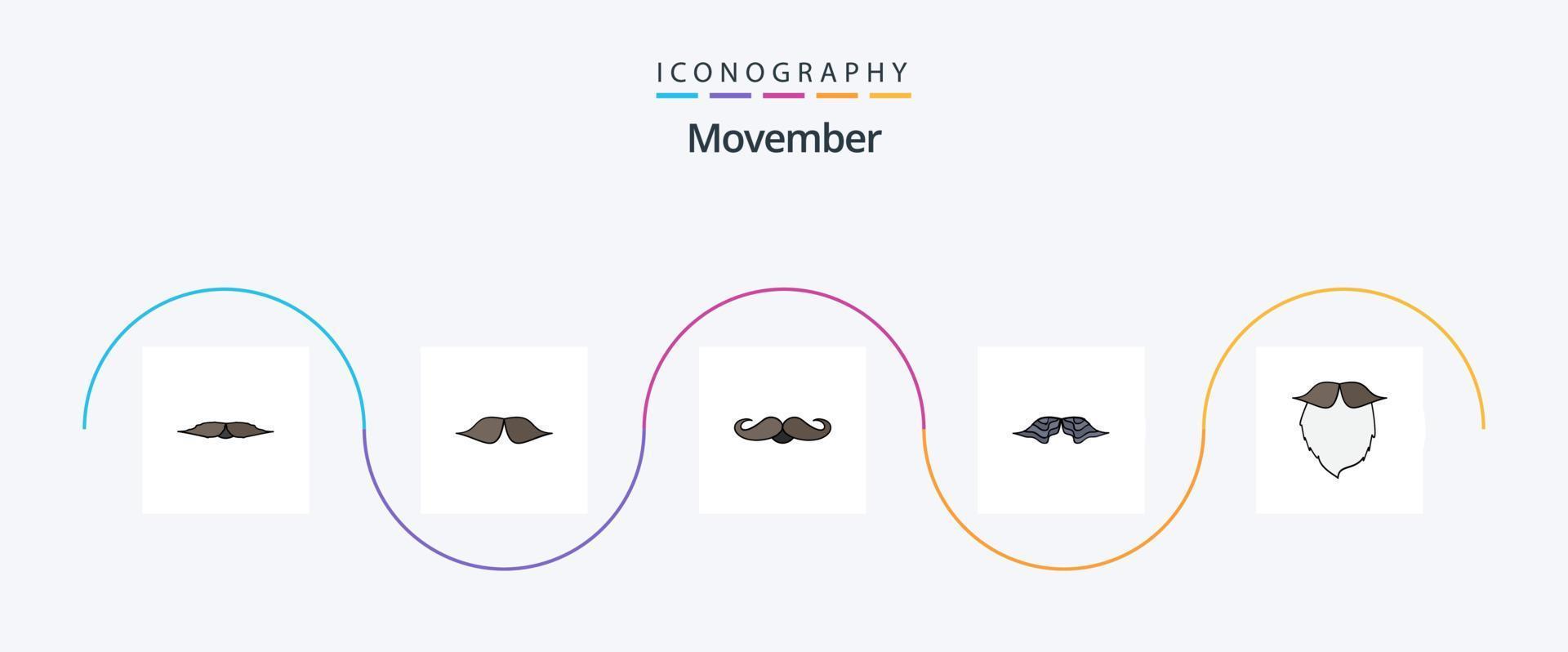 linha movember preenchida com 5 ícones planos, incluindo . suportado. vetor