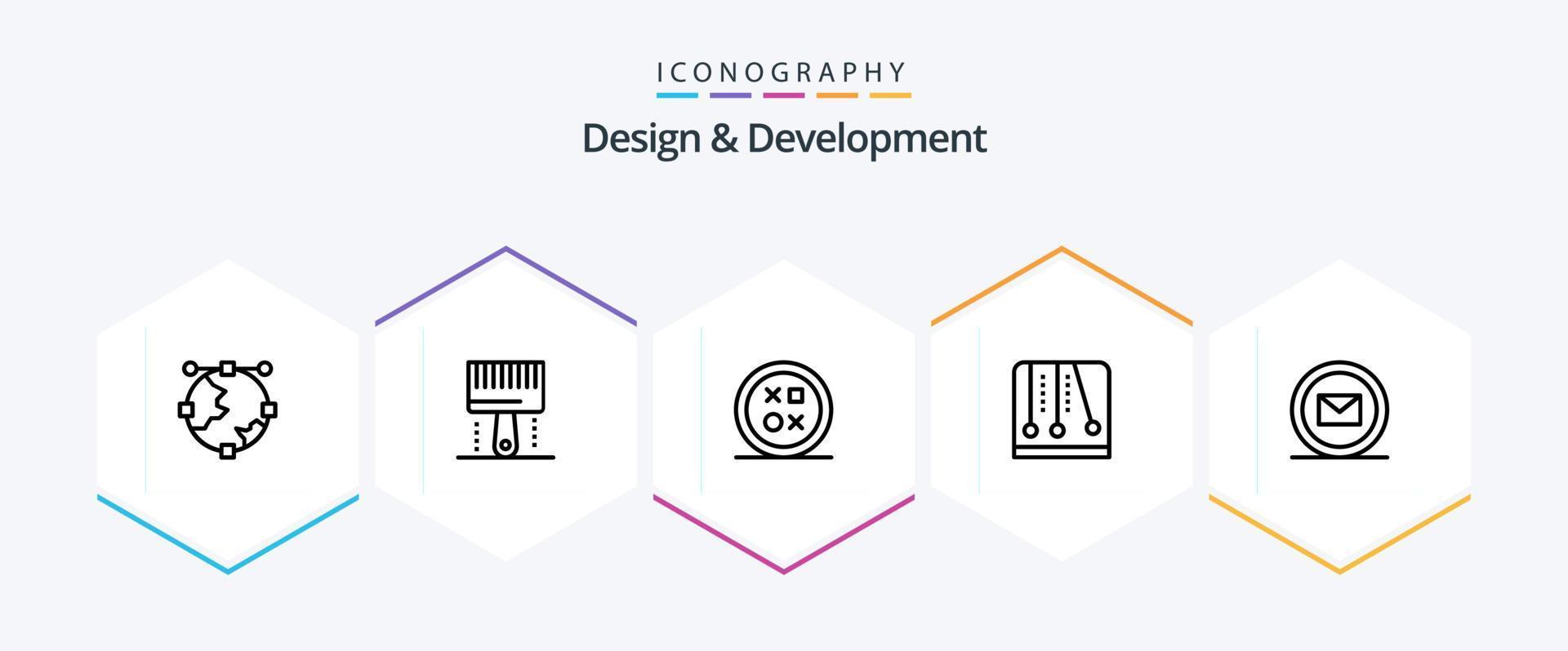 pacote de ícones de 25 linhas de design e desenvolvimento, incluindo mecânica. desenvolvimento. pincel. forma. desenvolvimento vetor