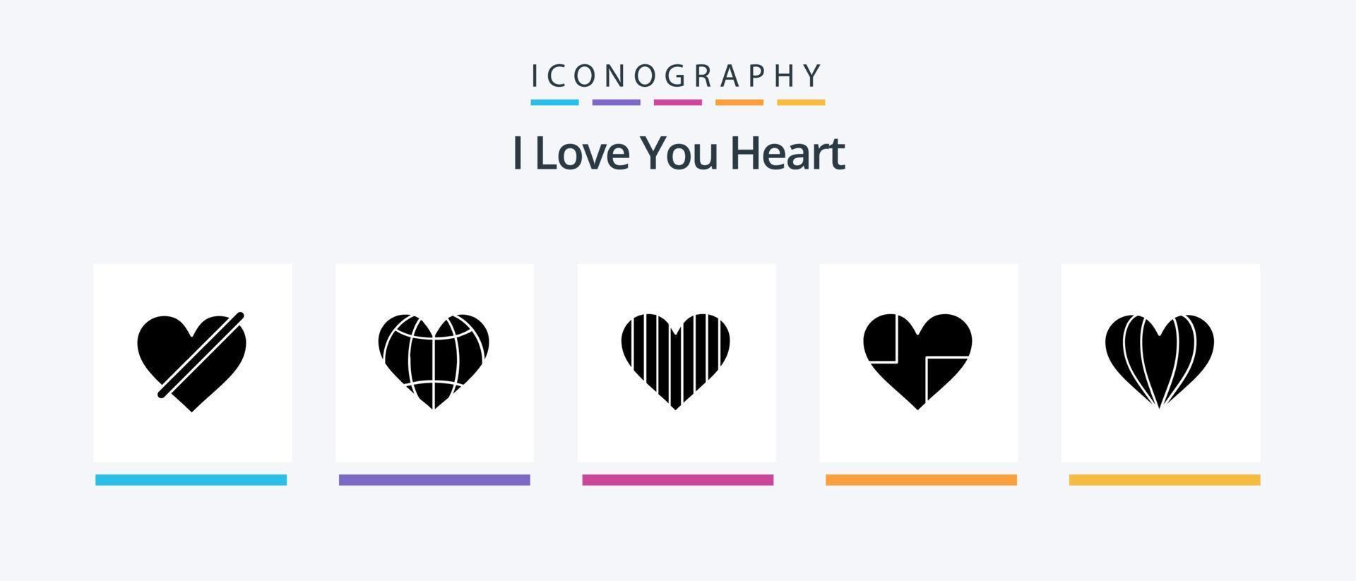 Pacote de ícones de glifo de coração 5, incluindo amor. presente. como. favorito. amor. design de ícones criativos vetor