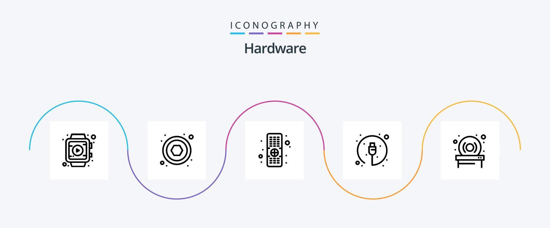 pacote de ícones da linha 5 de hardware, incluindo . hardware. televisão. dirigir. cabo vetor