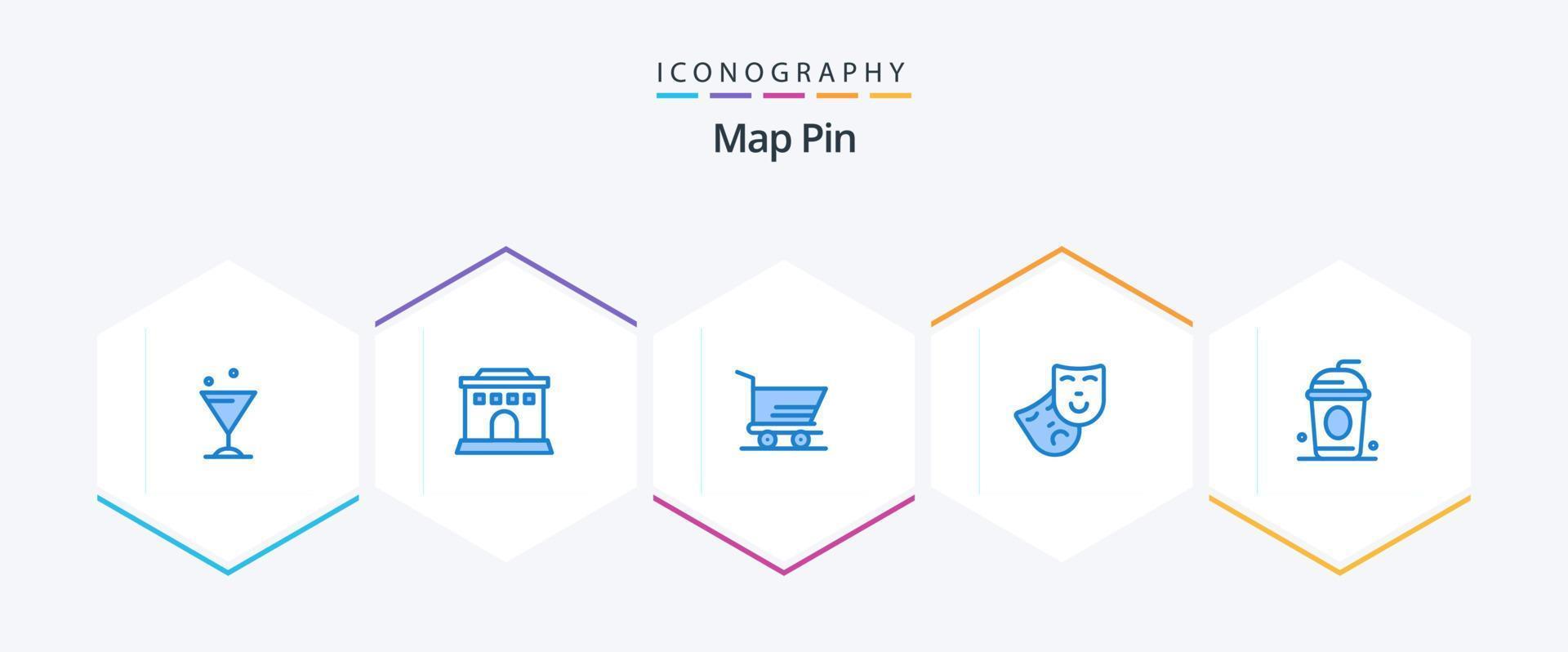 mapa pin 25 pacote de ícones azul incluindo . . carrinho. Paris. Cola vetor