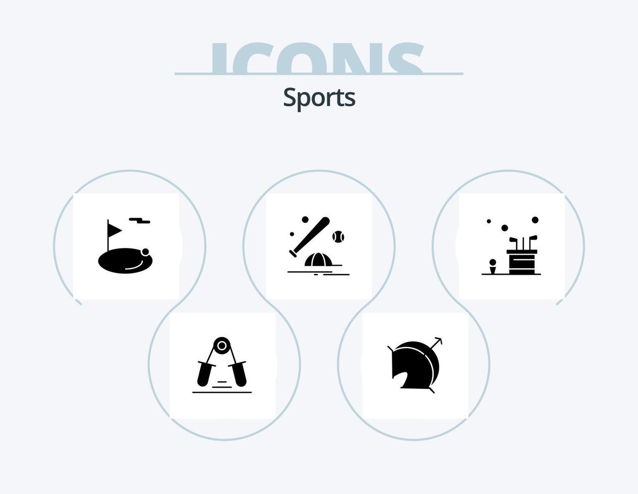 design de ícones do pacote de ícones de glifos esportivos 5. bastão. beisebol. apontar. esporte. buraco vetor